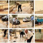 حملة تطوعية  تنفذها  كلية العلوم الاسلامية في جامعة كربلاء لتنظيف اروقتها