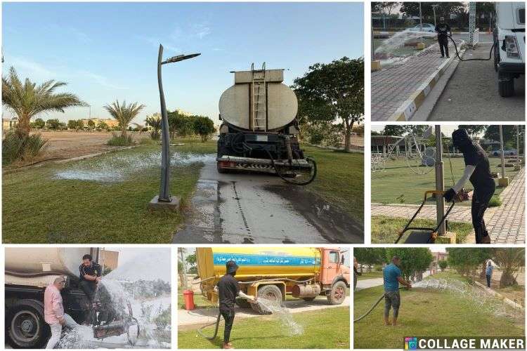 الوحدة الزراعية في كلية العلوم الإسلامية تواصل جهودها للعناية بحدائق الكلية