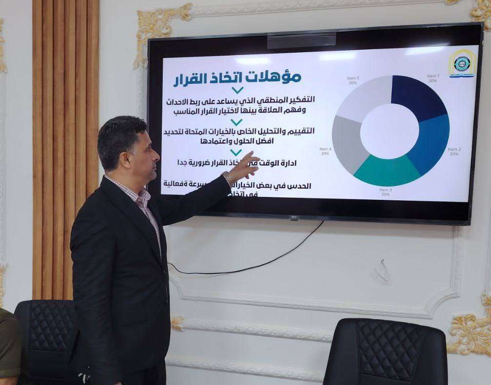 كلية العلوم الإسلامية تقيم ورشة عمل عن فن اتخاذ القرار وفاعليته للطالب الجامعي