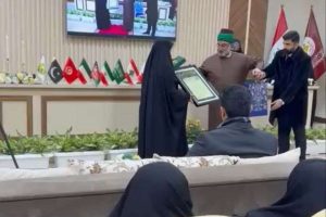 تدريسية من كلية العلوم الإسلامية تشارك في المؤتمر العلمي الثقافي النسوي العالمي الثامن وتُكرَّم من العتبة العباسية المقدسة